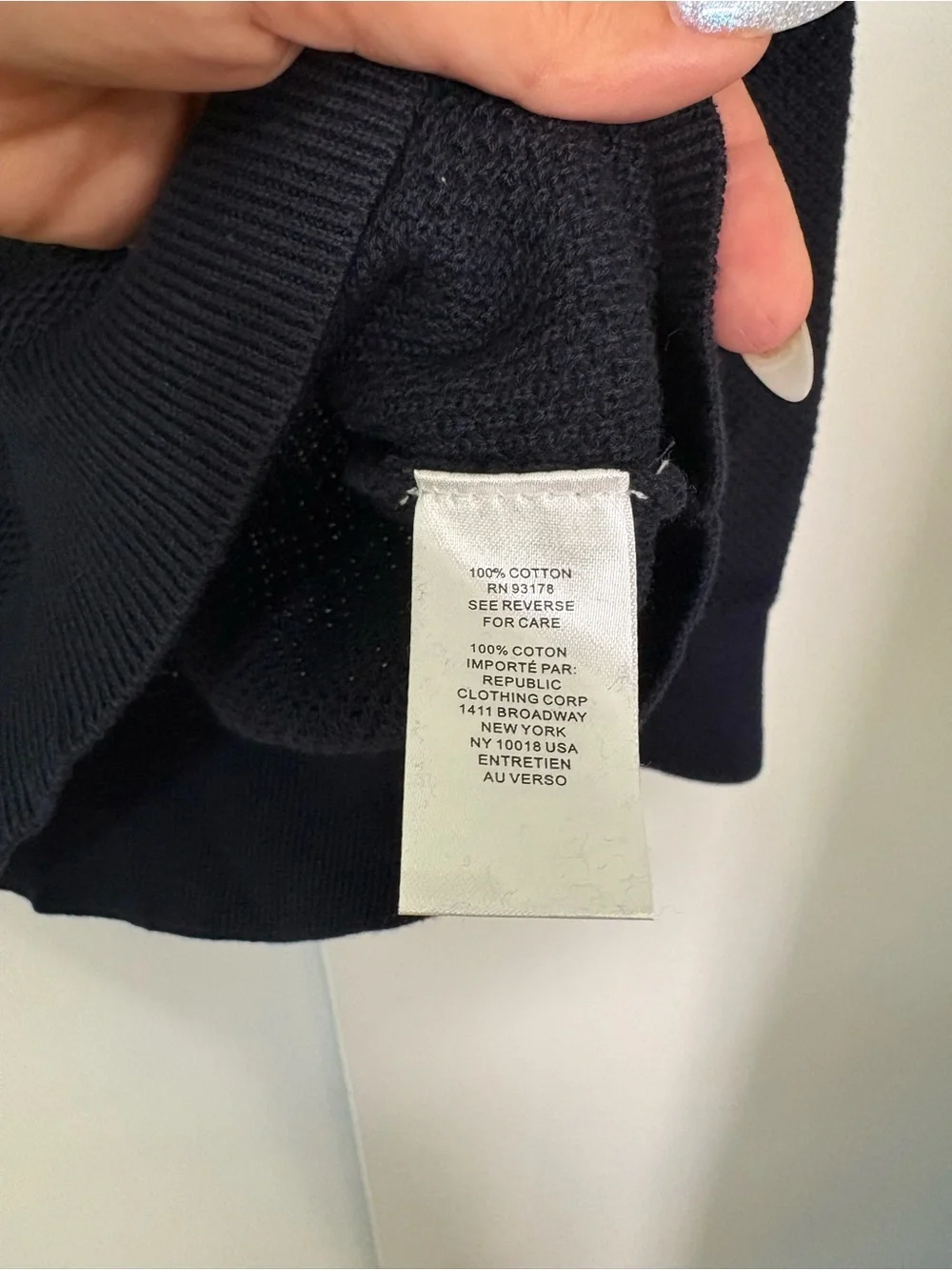 NWT Magaschoni size XL Men’s 100% Cotton Navy & Gray Quarter-Zip Knit Sweater